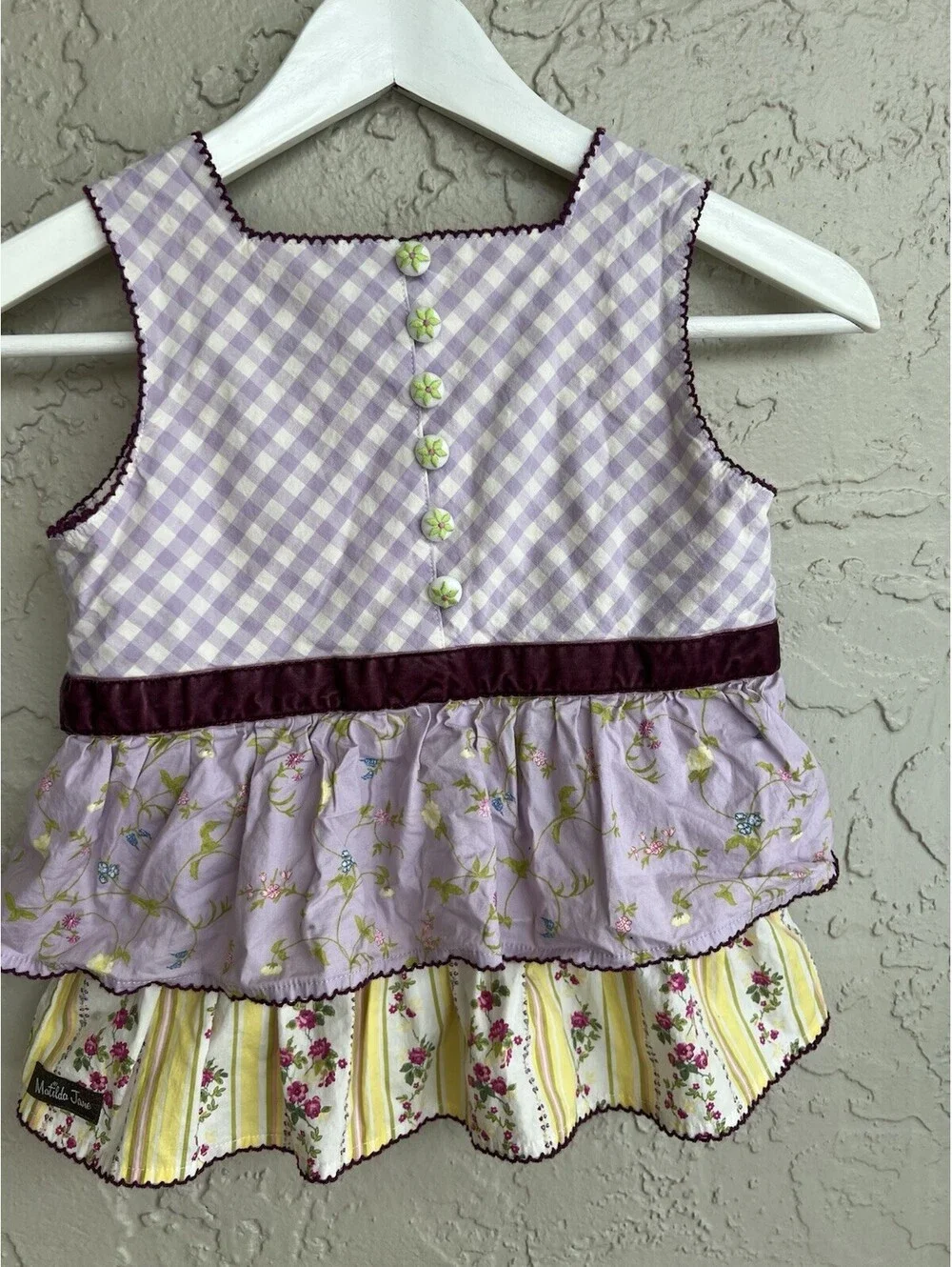 Matilda Jane Enchanted Garden Prudence Gingham Tunic Top Size 8